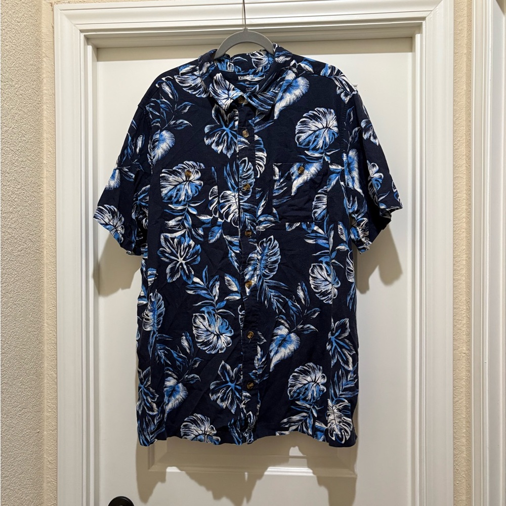 King Size Blue Hawaiian Styled Button-Down Shirt